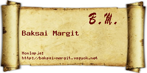 Baksai Margit névjegykártya